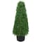 3ft. Pre-Lit Artificial Boxwood Cone Topiary Tree with Round Pot, Clear Lights